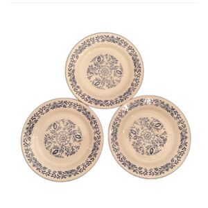 3 Vintage Oxford 7.5" Luncheon Plates, Made in Brazil, Ivory/ Blue Floral
